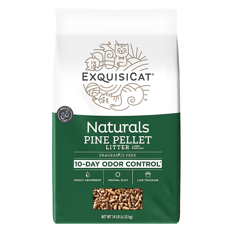 Photo 1 of ExquisiCat Naturals Multi-Cat Pine Pellet Cat Litter - Unscented, Low Dust, Low Tracking, Natural