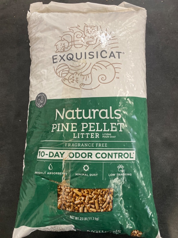 Photo 2 of ExquisiCat Naturals Multi-Cat Pine Pellet Cat Litter - Unscented, Low Dust, Low Tracking, Natural 25 Lb