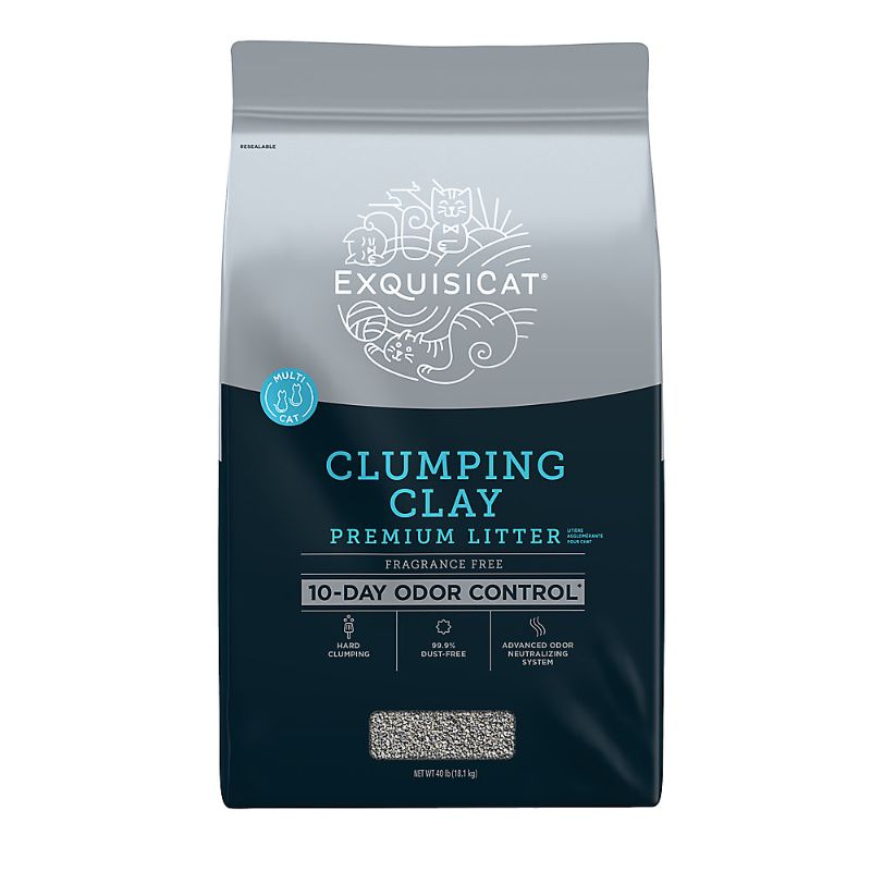 Photo 1 of ExquisiCat Premium Clumping Multi-Cat Clay Cat Litter - Unscented, Low Dust 40 Lb
