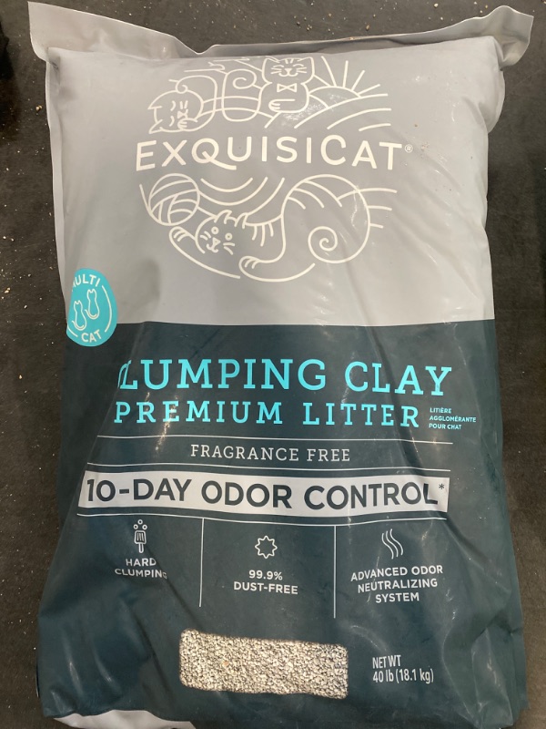 Photo 2 of ExquisiCat Premium Clumping Multi-Cat Clay Cat Litter - Unscented, Low Dust 40 Lb
