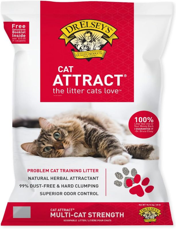 Photo 1 of Dr. Elsey's Premium Clumping Cat Litter - Cat Attract - 99% Dust-Free, Low Tracking, Hard Clumping, Superior Odor Control, Natural Herbal Attractant, Unscented & Natural Ingredients, 40 lb
