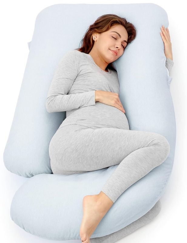 Photo 1 of Momcozy Pregnancy Pillow with Cooling Cover, U-Shaped Full Body Maternity Pillow for Side Sleepers 57 Inch - Support for Back, Hip, Belly, Legs for Pregnant Women