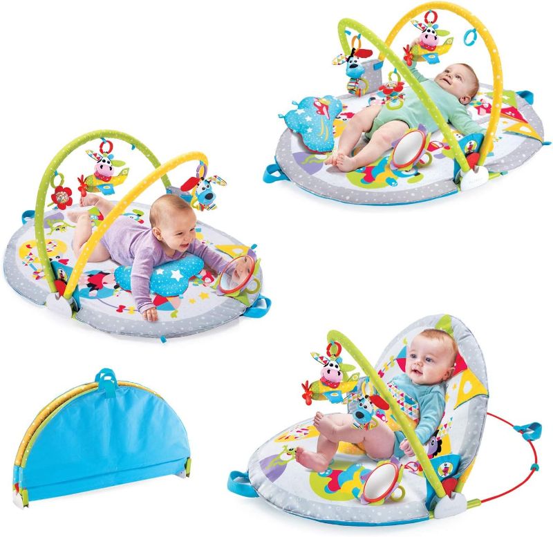 Photo 2 of Yookidoo Baby Gym Lay to Sit-Up Playmat. 3-in-1 Newborns Activity Center with Tummy Time Toys, Pillow & Infant Miror. 0-12 Month