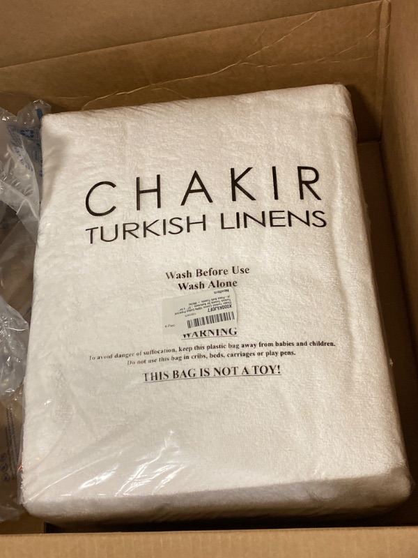 Photo 2 of Chakir Turkish Linens, 100% Cotton Premium Quality Turkish Bath Sheets (35''x70'' Large Bath Sheet Towels - White)