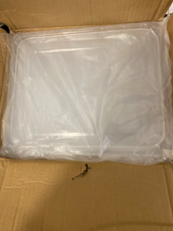 Photo 1 of BIEAMA 4 Pack Plastic Food Pans with Lids, 1/2 Size 4'' Deep, Translucent,Commercial