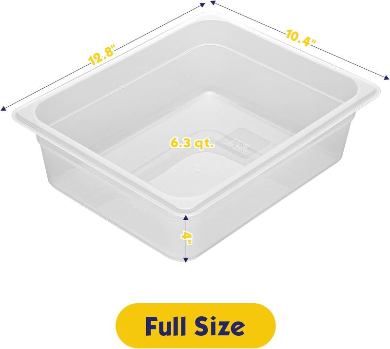 Photo 2 of BIEAMA 4 Pack Plastic Food Pans with Lids, 1/2 Size 4'' Deep, Translucent,Commercial