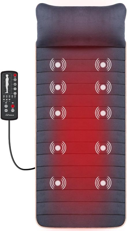 Photo 1 of Snailax Massage Mat with 10 Vibrating Motors and 4 Therapy Heating pad Full Body Massager Cushion for Relieving Back Lumbar Leg