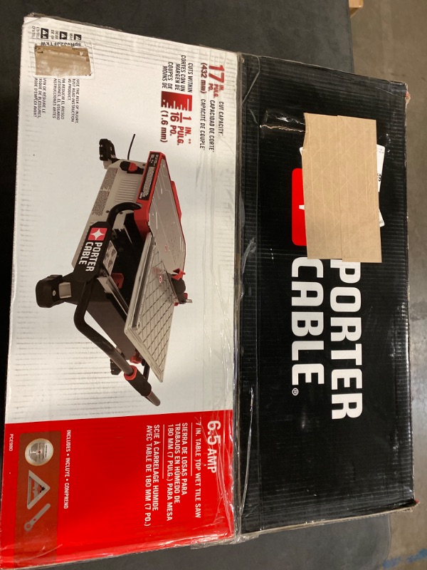 Photo 2 of PORTER-CABLE Tile Cutter, Tile Saw, For Remodelers and DIYers, 2,850 RPM, Stainless Steel Deck, Water and Debris Resistant (PCE980) Wet Tile Saw Only
