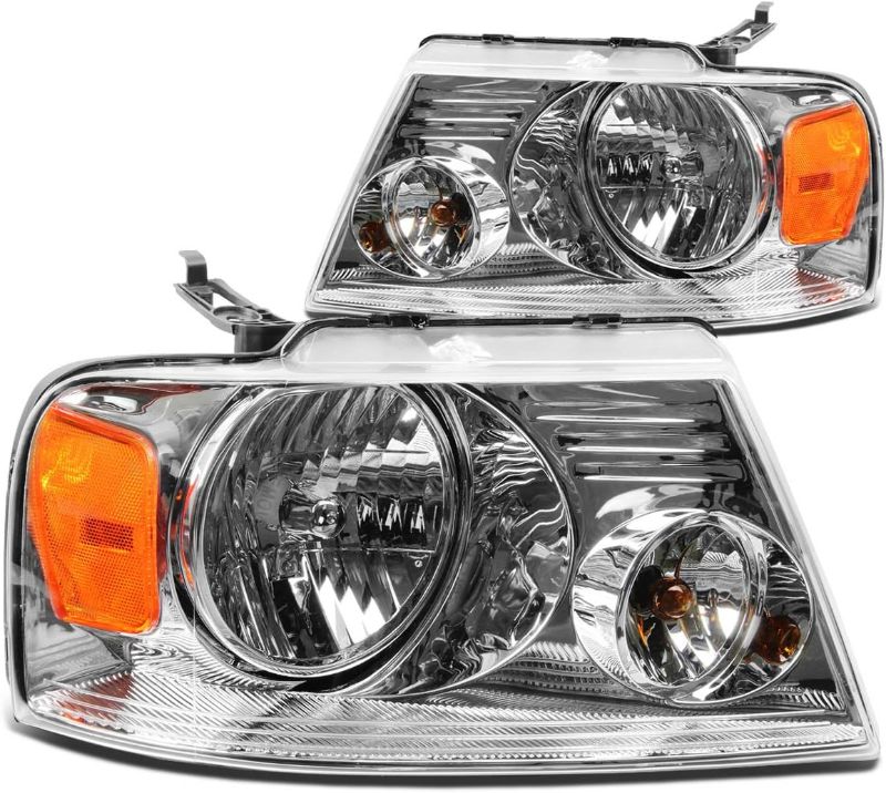 Photo 1 of DNA MOTORING HL-OH-F1504-CH-AM Chrome Amber Headlights Replacement Compatible with 04-08 F150/06-08 Mark LT