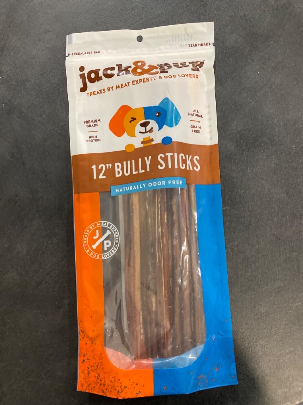Photo 2 of Jack&Pup Thick Bully Sticks 12 Inch Premium Dog Bully Sticks for Large Dogs Aggressive Chewers - All Natural Bully Sticks Odor Free 12" Large Bully Sticks, Long Lasting Dog Chews Bully Stick (5 Pack)