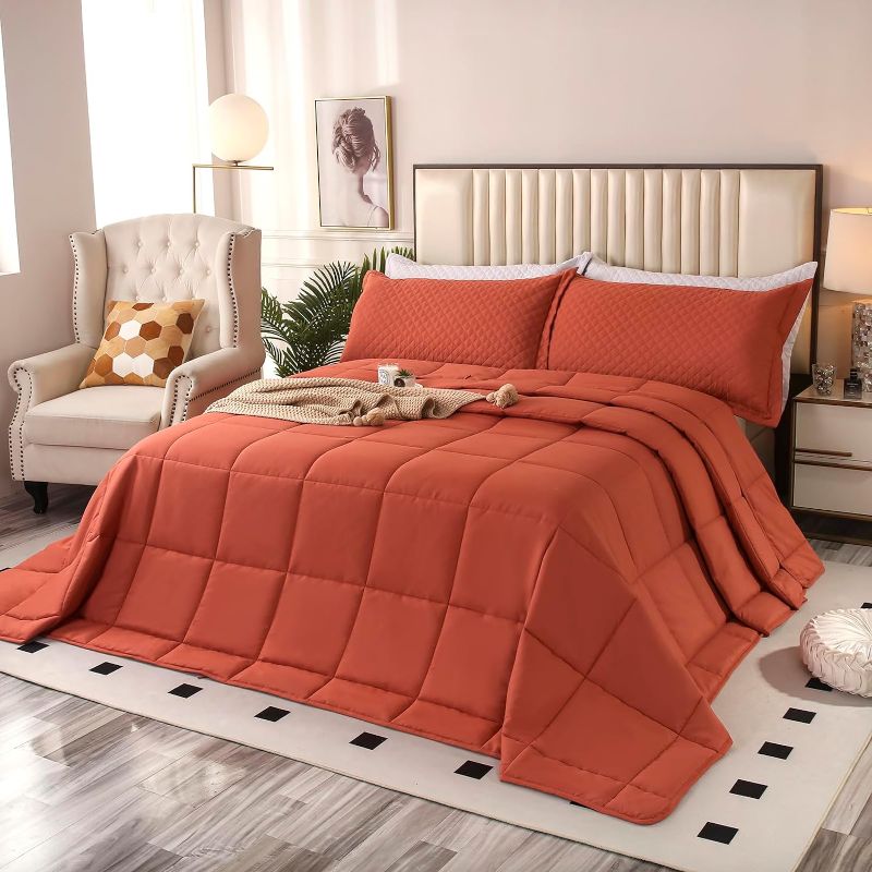 Photo 1 of SOULOOOE Oversized King Plus Comforter, Winter Warm 128x120 Extra Large King Size Quilts 3 Pieces, Lightweight Reversible All Season Down Alternative Duvet Insert Comforter with 8 Corner Tabs