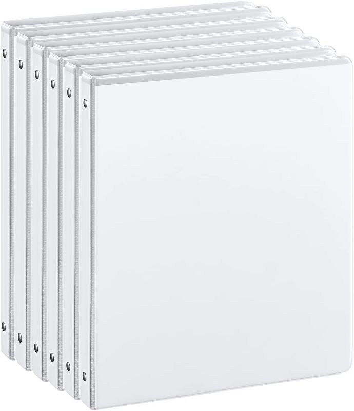 Photo 1 of 0.5-inch 3-Ring Binder with 2 Interior Pockets, 0.5'' Basic Binders Holds US Letter Size 8.5'' x 11''for Office/Home/Back to School, 6 Pack (White)