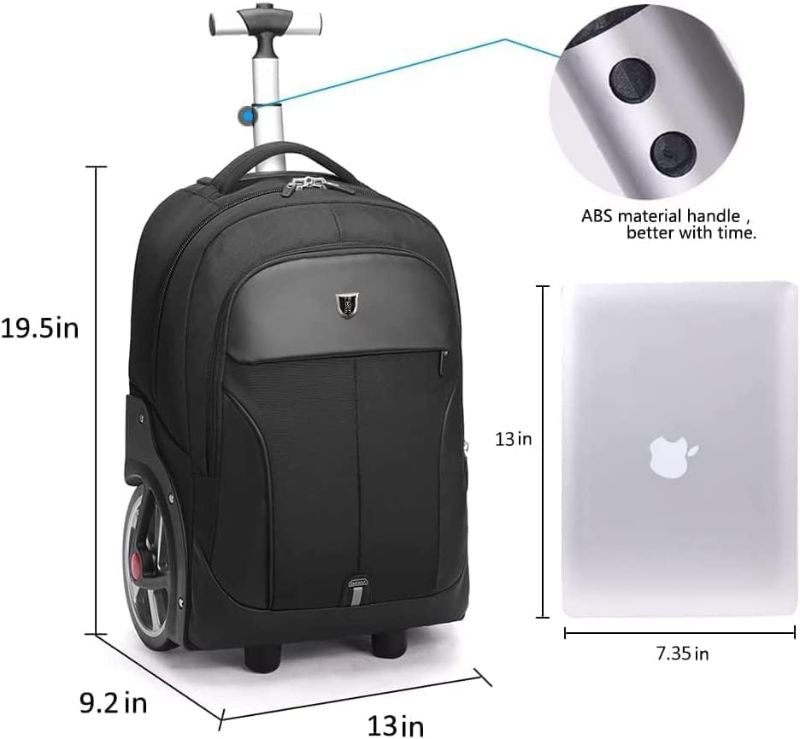 Photo 2 of Rolling Backpack, Waterproof Backpack with Wheels for Business, College Student and Travel Commuter, Carry on Backpack with Laptop Compartment, Fit 15.6 Inch Laptop, Wheeled Backpack for Women Men