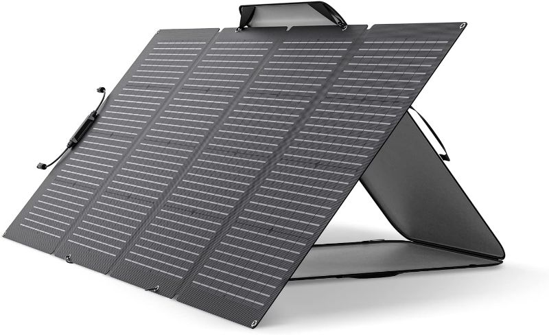 Photo 1 of EF ECOFLOW 220Watt Bifacial Foldable Solar Panel, Complete with Adjustable Kickstand, Waterproof IP68 & Durable for Off The Grid Living