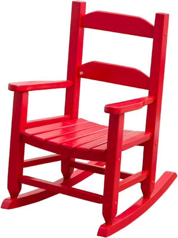 Photo 1 of BplusZ Kid's Patio Rocking Chair: Small Indoor/Outdoor Rocker for Children Ages 3-6, Perfect for Porch, Balcony and Lawn, Red