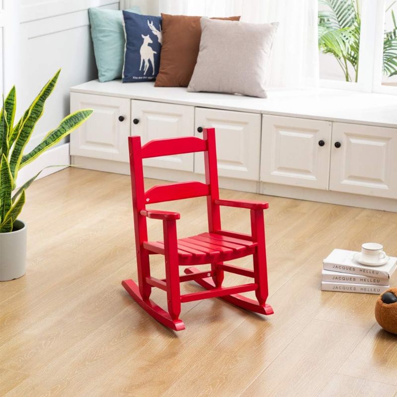 Photo 2 of BplusZ Kid's Patio Rocking Chair: Small Indoor/Outdoor Rocker for Children Ages 3-6, Perfect for Porch, Balcony and Lawn, Red