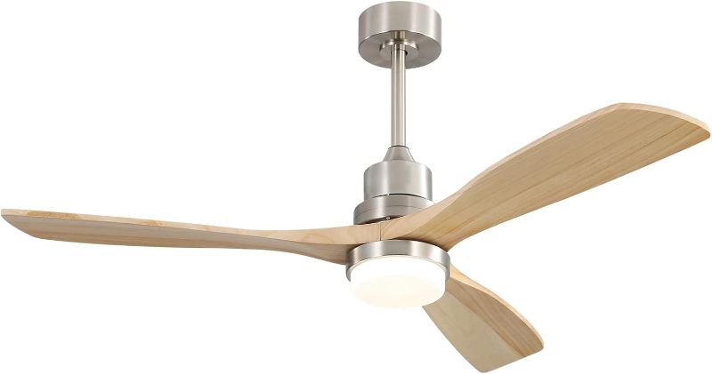 Photo 1 of Sofucor 52 Inch Ceiling Fan With Light Remote Control Dimmable LED Light 3 Wood Fan Blades Reversible DC Motor Modern Farmhouse Ceiling Fan with 3 Downrods(5 inch/10 inch/24 inch) (natural wood color)