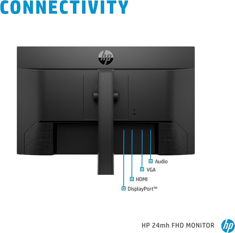 Photo 1 of HP 24mh FHD Computer Monitor with 23.8-Inch IPS Display (1080p) - Built-In Speakers and VESA Mounting - Height/Tilt Adjustment for Ergonomic Viewing - HDMI and DisplayPort - (1D0J9AA#ABA)