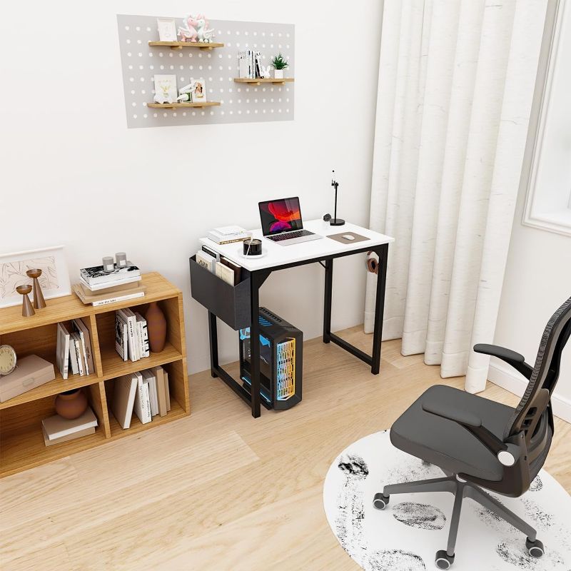 Photo 2 of DUMOS 31" Inch Office Small Computer Desk Modern Simple Style Writing Study Work Table for Home Bedroom - White