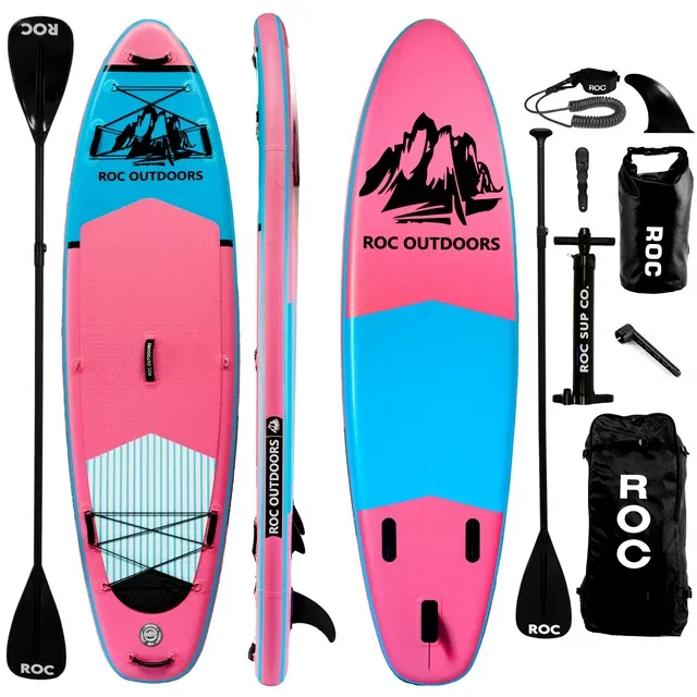 Photo 1 of Roc Inflatable Stand Up Paddle Board with Premium sup Accessories & Backpack, Non-Slip Deck, Waterproof Bag, Leash, Paddle and Hand Pump