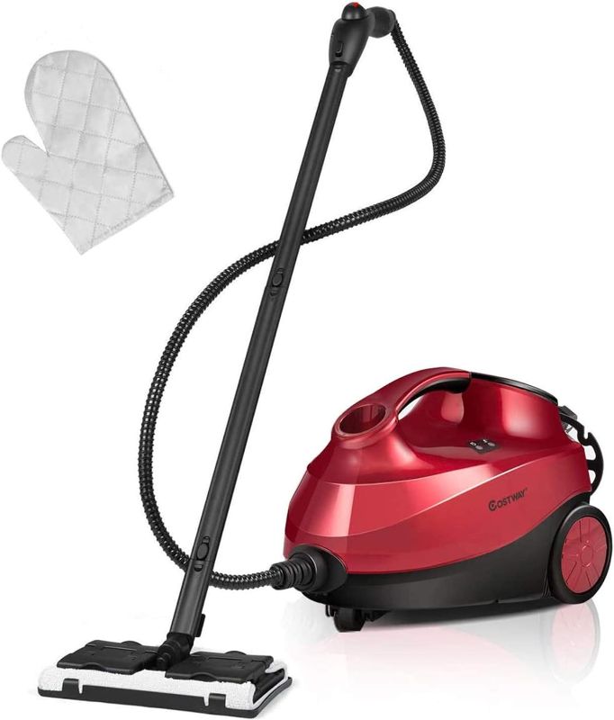 Photo 1 of COSTWAY 2000W Multipurpose Steam Cleaner with 19 Accessories, Household Steamer with 1.5L Tank for Cleaning, Heavy Duty Rolling Cleaning Machine for Carpet, Floors, Windows and Cars, Red