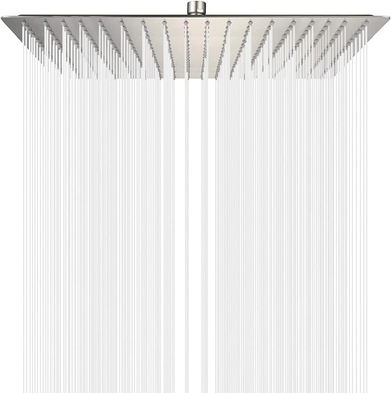 Photo 1 of 16 Inch Square Rainfall Shower Head Brushed Nickel Finished