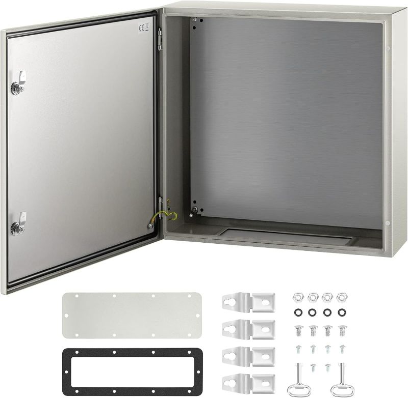 Photo 1 of VEVOR NEMA Steel Enclosure, 24 x 24 x 8'' NEMA 4X Steel Electrical Box, IP66 Waterproof & Dustproof, Outdoor/Indoor Electrical Junction Box, with Mounting Plate
