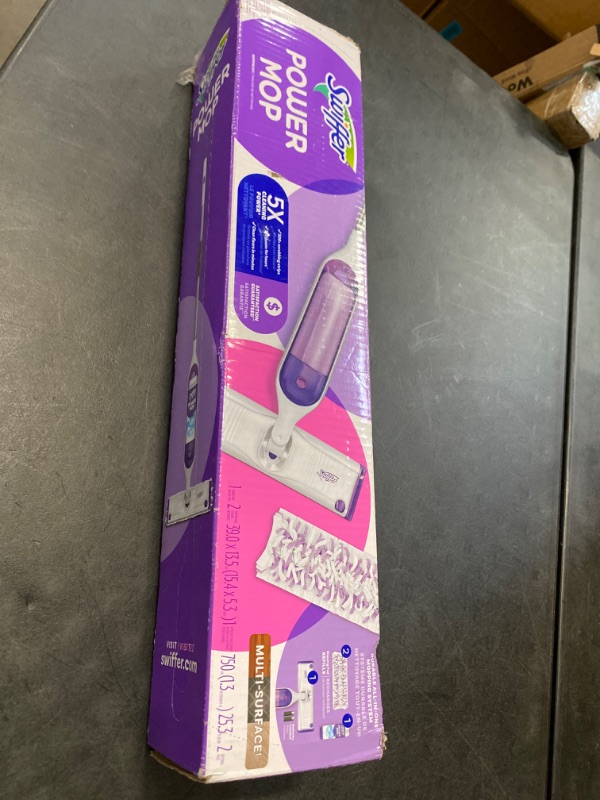 Photo 1 of Swiffer PowerMop Multi-Surface Mop Kit for Floor Cleaning, Fresh Scent, Mopping Kit Includes PowerMop, 2 Mopping Pad Refills, 1 Floor Cleaning Solution with Fresh Scent and 2 Batteries