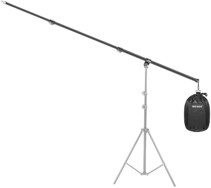 Photo 1 of Neewer 2.6ft to 6.8ft Adjustable Overhead Light Boom Arm with Empty Counter-Weight Sandbag for Tripod, Light Stand, Studio Flash, Softbox and Other Photographic Equipment Not Including Stand