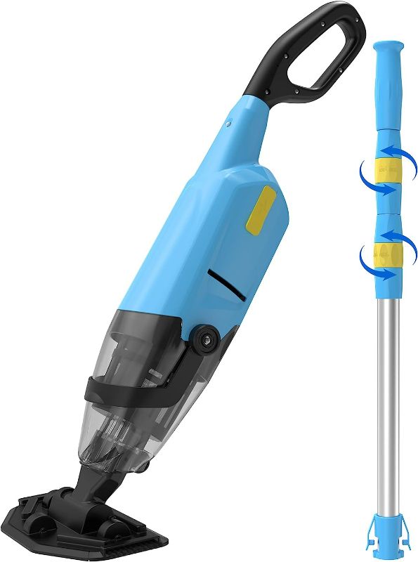 Photo 1 of Efurden Handheld Pool Vacuum, Rechargeable Pool Cleaner with Running Time up to 60-Minutes Ideal for Above Ground Pools, Spas and Hot Tub for Sand and Debris, Blue
