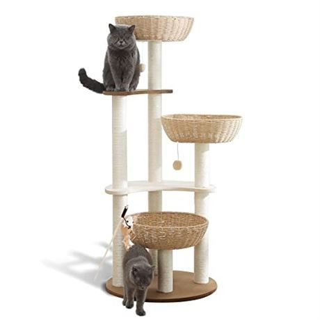 Photo 1 of  Modern Cat Tree Tower for Large Cats, 3 Nests Manual Hand Woven Multileve
