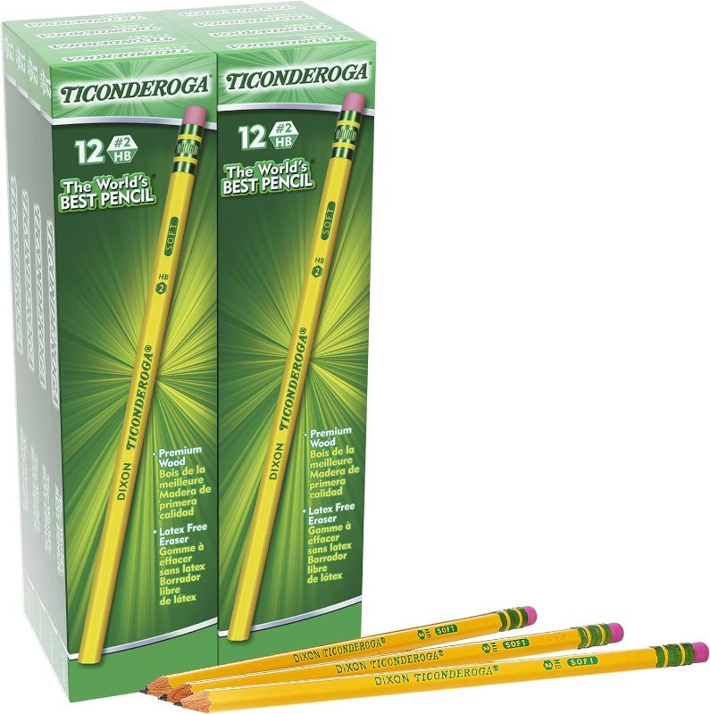 Photo 1 of Ticonderoga Wood-Cased Pencils, Unsharpened, #2 HB Soft, Yellow, 96 Count
