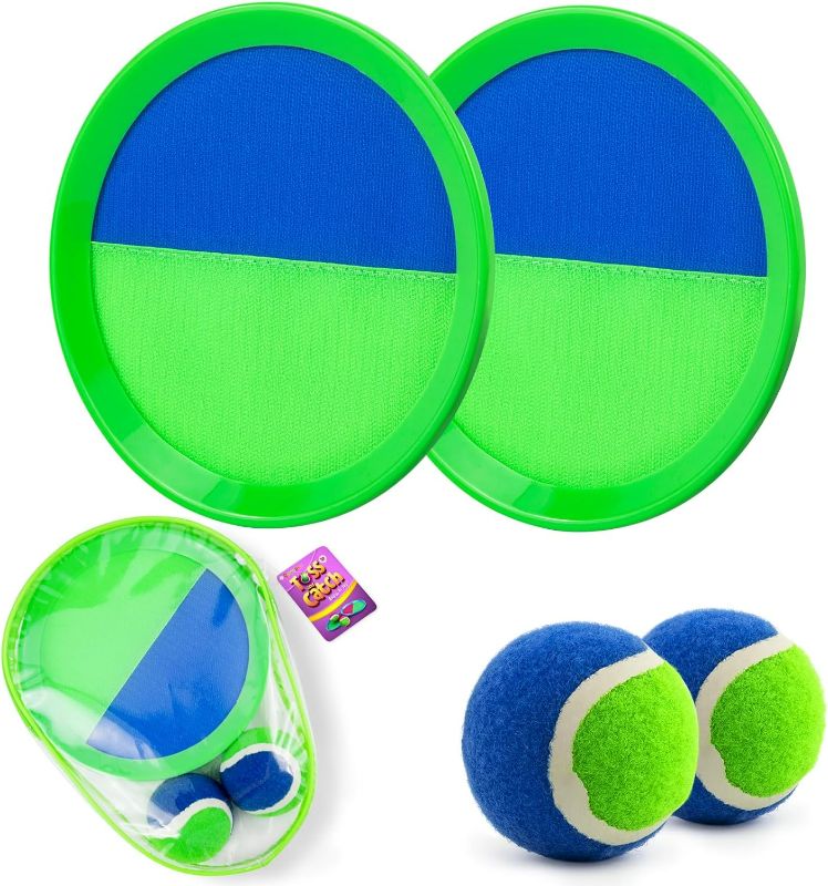 Photo 1 of  Toss and Catch Ball Set Kids Toys, Beach Toys, Yard Games, Outdoor Toys for Kids Ages 3-12, Upgraded Camping Games Paddle Ball Games for Kids, Adults and Family (Green)
