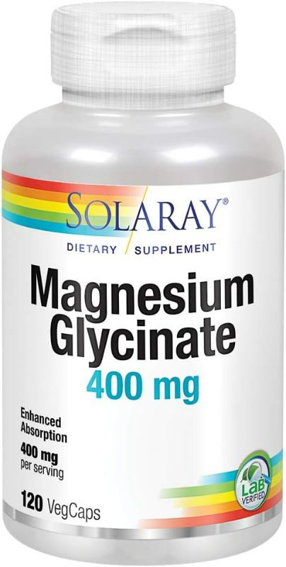 Photo 1 of Solaray Magnesium Glycinate 350mg | Healthy Relaxation, Bone & Cardiovascular Support | 120 Count VegCaps
