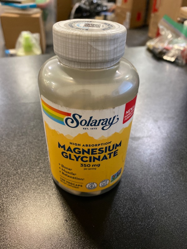 Photo 2 of Solaray Magnesium Glycinate 350mg | Healthy Relaxation, Bone & Cardiovascular Support | 120 Count VegCaps
