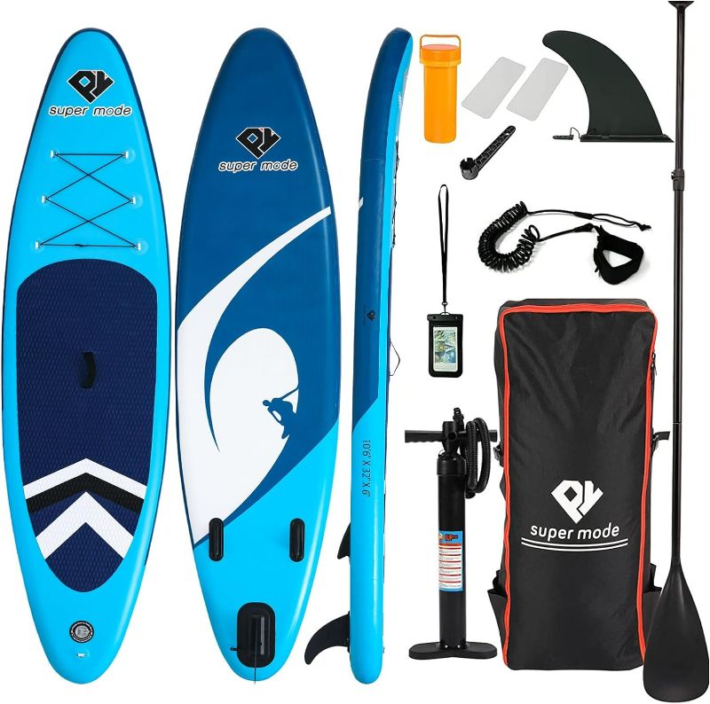 Photo 1 of Inflatable Stand Up Paddle Board 10' 6"x 32"x 6" - Backpack, Adjustable Paddle, Non-Slip Deck, Hand Pump, Waterproof Bag
