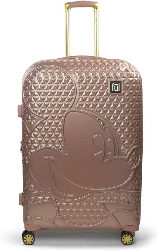 Photo 1 of FUL Disney Mickey Mouse 29 Inch Rolling Luggage, Hardside Suitcase with Spinner Wheels, Rose Gold
