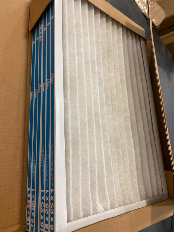 Photo 2 of Aerostar 16x25x1 MERV 13 Pleated Air Filter, AC Furnace Air Filter, 6 Pack (Actual Size: 15 3/4" x 24 3/4" x 3/4")
