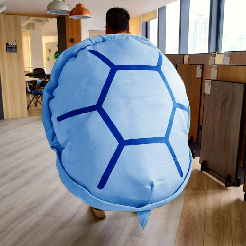 Photo 1 of Wearable Blue Turtle Shell Stuffed Animal Costume, Sea Turtle Plush Toy Cute Turtle Pillows Funny Dress Up, Gift for Kids Adults