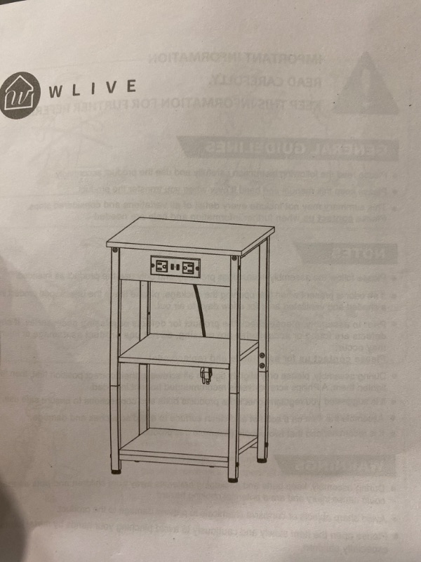 Photo 2 of WLIVE Side table with Charging Port