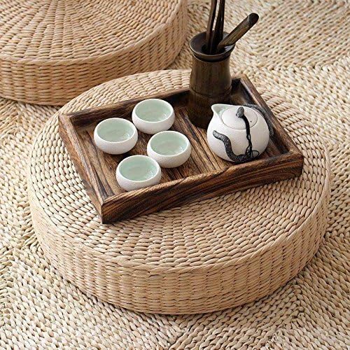 Photo 1 of 1 Piece MAHAO Japanese Style Handcrafted Eco-Friendly Padded Knitted Straw Flat Seat Cushion,Hand Woven Tatami Floor Cushion Corn Maize Husk (Dia40cm/15.8" x 10cm/4")
