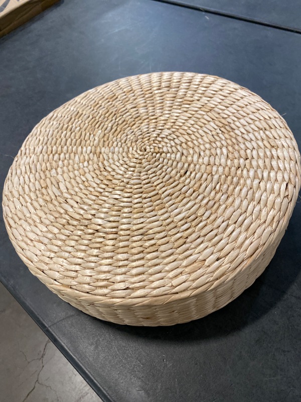 Photo 2 of 1 Piece MAHAO Japanese Style Handcrafted Eco-Friendly Padded Knitted Straw Flat Seat Cushion,Hand Woven Tatami Floor Cushion Corn Maize Husk (Dia40cm/15.8" x 10cm/4")
