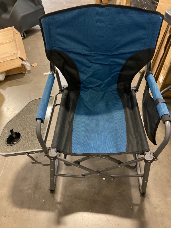Photo 2 of CompreDH Folding Camping Chair with Side Table Portable Outdoor Director Chairs Blue Generic Directors Chair Directors Chairs Foldable Tall Folding Chair Director Chairs Folding Folding Directors 
