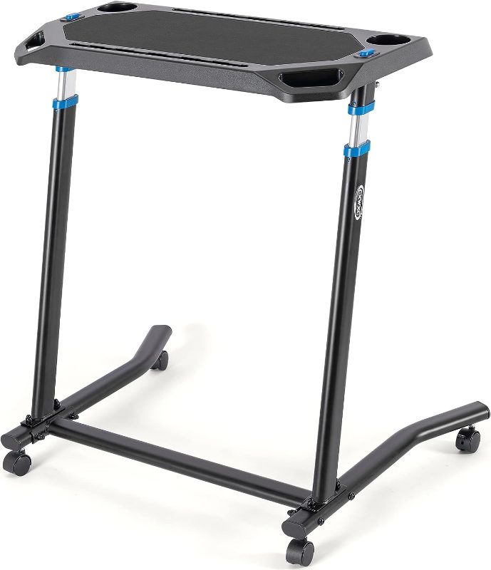 Photo 1 of CXWXC Indoor Cycling Desk - Adjustable Height Computer Stand Non-Slip Surface - Portable Bike Trainer Fitness Desk with Lockable Wheels
