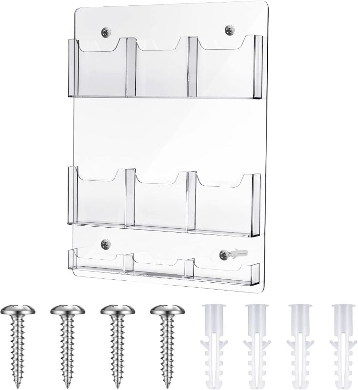 Photo 1 of 6 Pockets Acrylic Brochure Pamphlet Holder Wall Mount,Clear Brochure Display Holder Stand for Offices Waiting Room