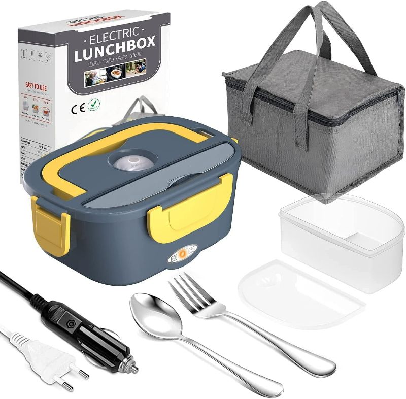 Photo 1 of Electric Lunch Box, Stainless Steel Lunch Box, Bento Box, Warming Box for Food with Fork, Spoon, Transport Bag