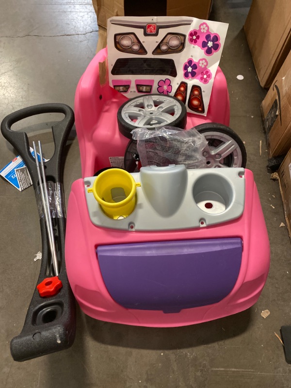 Photo 2 of Step2 Whisper Ride II Kids Push Cars, Ride On Car, Seat Belt, Horn, Toddlers Ages 1.5 – 4 Years Old, Max Weight 50 lbs., Quick Storage, Stroller Substitute, Pink
