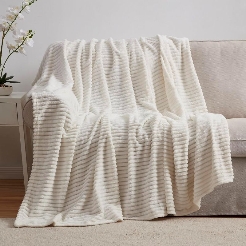 Photo 1 of Nestl White Throw Blanket for Couch - Fuzzy Blankets and Throws for Sofa, Warm Bed Fleece Throw Blankets, Soft Throw Blanket, Lightweight Cut Plush Cozy Blanket, 50x60 inches Fleece Blanket Throw NEW
