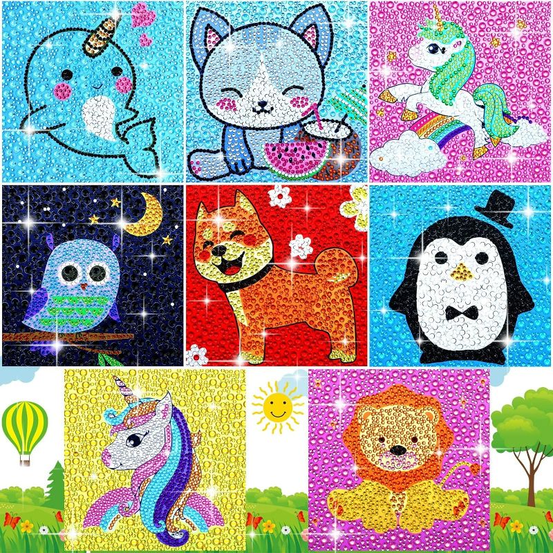 Photo 1 of 8 Pieces 5D Diamond Painting Kits for Kids Diamond Art Kits Animal Gem Painting Kit Crystal Easy to DIY Painting by Number Kits Home Wall Decoration (Cute Style) NEW
