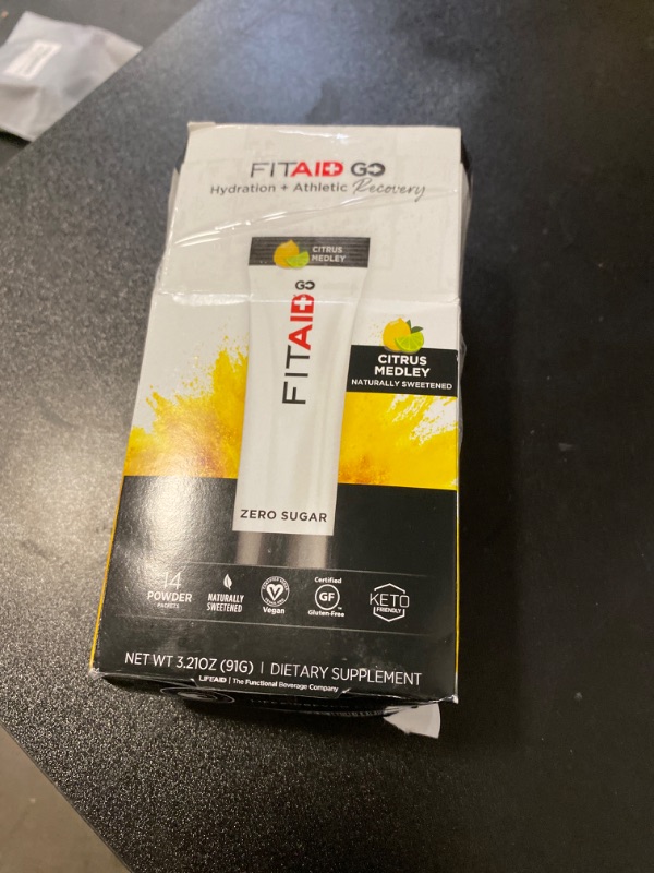 Photo 2 of Fitaid Go Hydration + Recovery, Zero Sugar, Citrus, Powder Packets - 14 powder packets, 3.21 oz